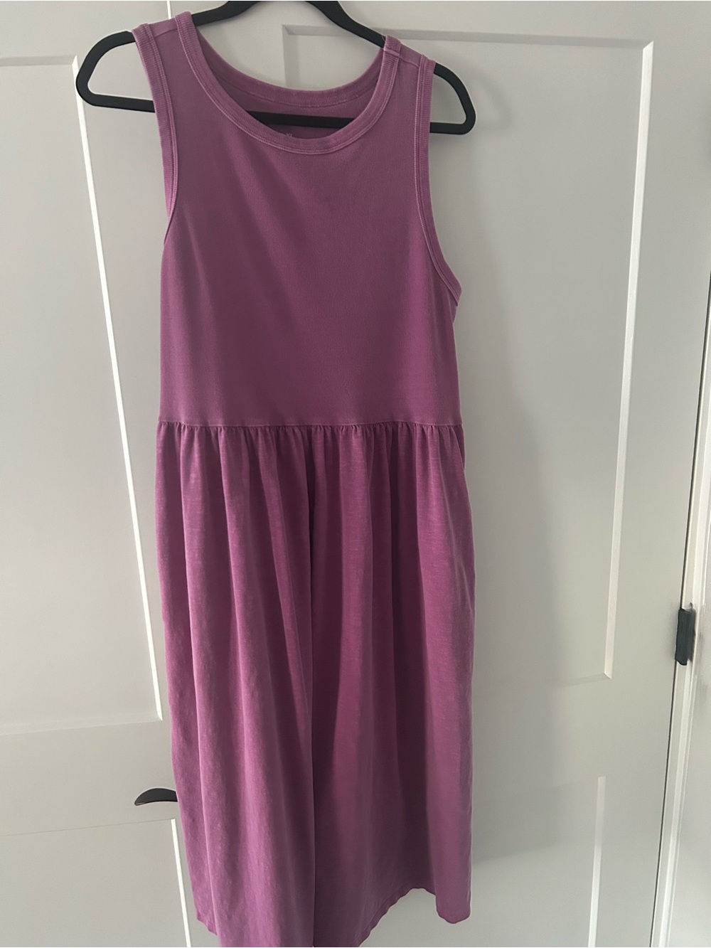 Magenta Sleeveless Midi Dress. Very soft cotton.